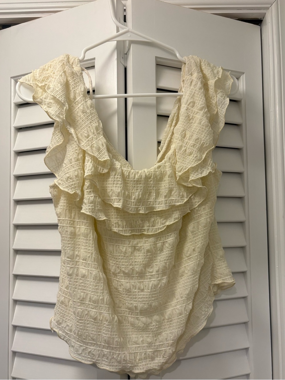 Free People Love You More Ruffle Top Ivory Size Medium - Picture 4 of 5